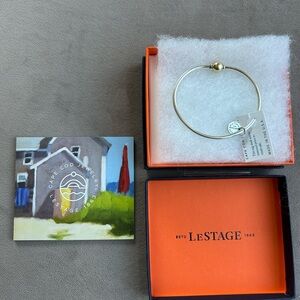 LeStage Gold-Tone Bangle Bracelet Cape Cod Jewelry silver with 14k gold ball 6.5